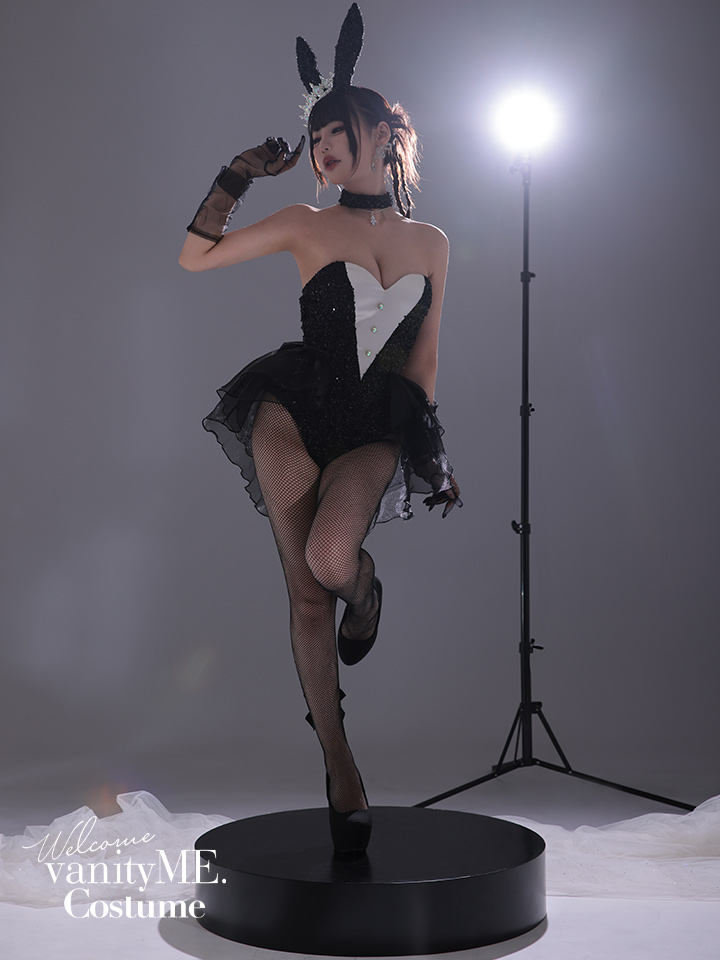 【3点セット】diamond jewelry bunny ダイアモンドジュエリーバニー ハイレグ [ブラック/ホワイト] vcsbn-250240-all