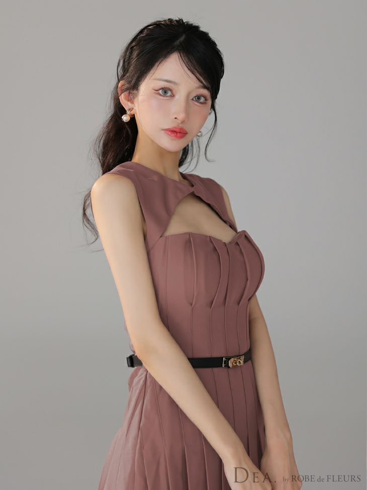 DEA. ディア バイ ローブドフルール 【XSサイズあり】バストカットベルトフィンプリーツセミフレアミニキャバドレス de3398-c