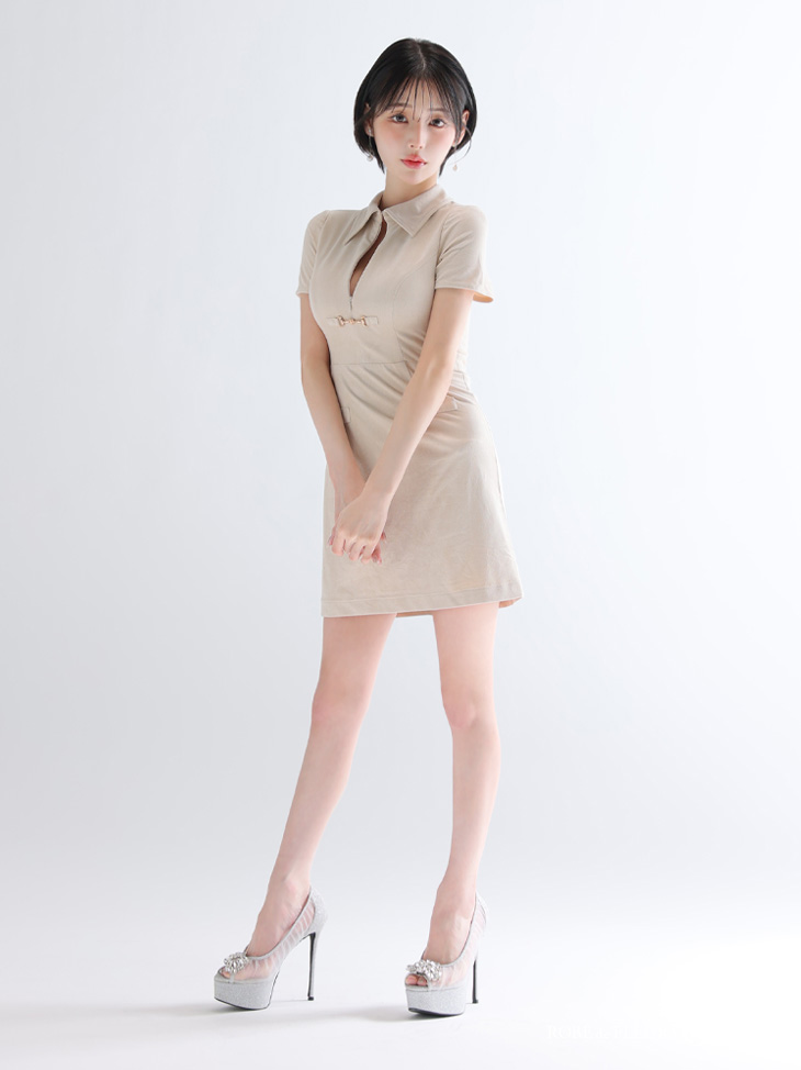 Glossy ローブドフルールグロッシー 【XS～Lサイズあり】スエードバストカット半袖ミニキャバドレス gl3945-c