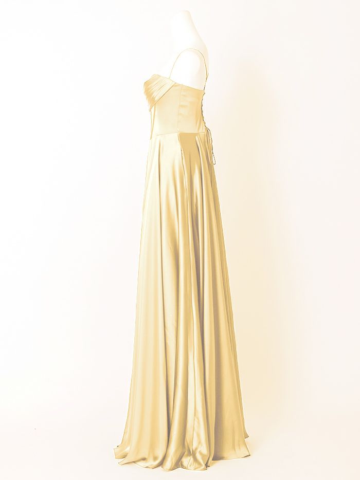 vanityME.couture. バニティミークチュール サテン バストドレープ コルセット ロングドレス バースデードレス ライトイエロー vctr-l-7481-4
