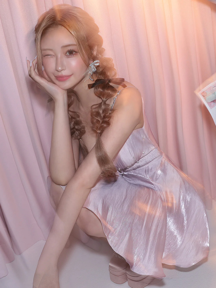 AngelR エンジェルアール ノースリーブVカットリボンビジューウエストマークマイクロミニフレアミニドレス ar25234