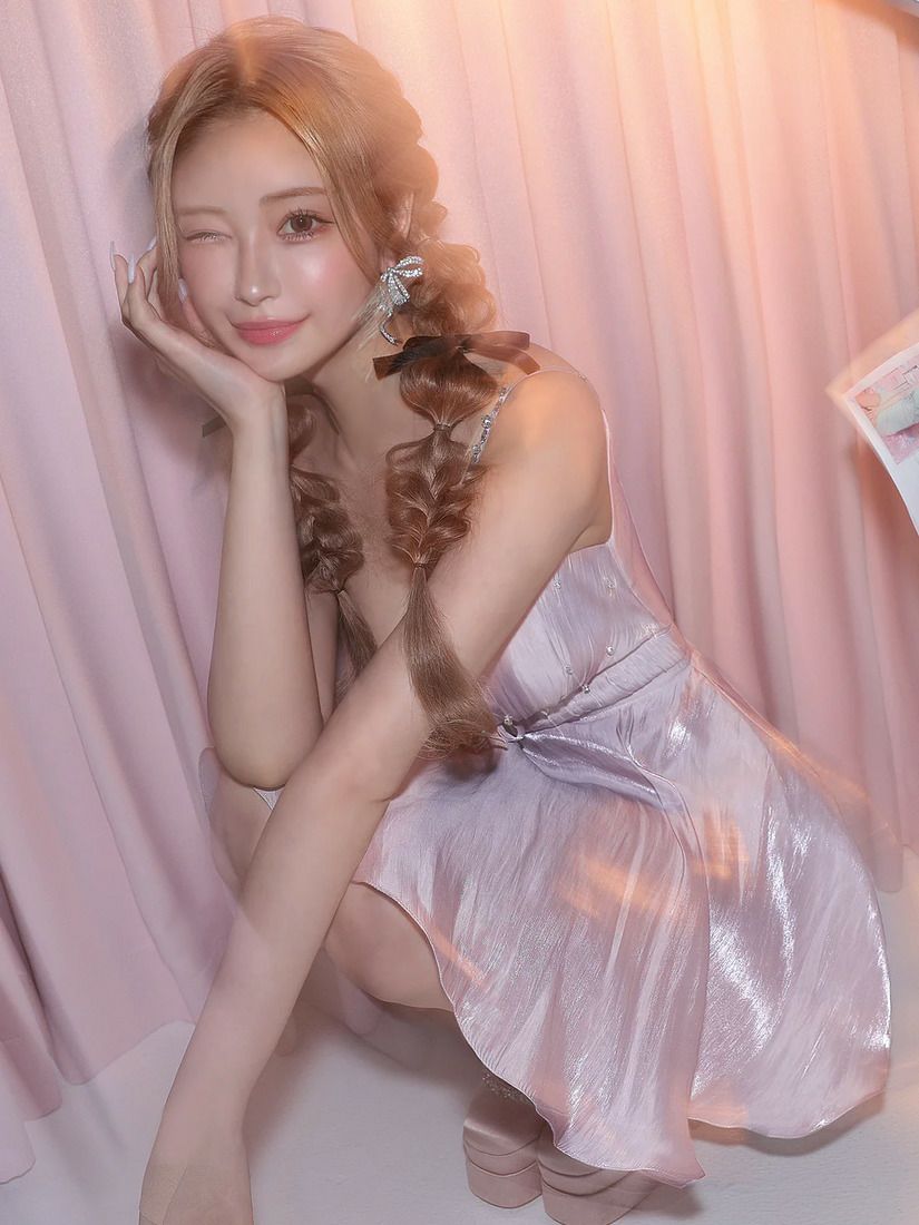 AngelR エンジェルアール ノースリーブVカットリボンビジューウエストマークマイクロミニフレアミニドレス ar25234