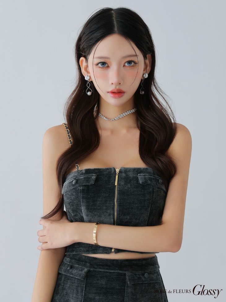 Glossy ローブドフルールグロッシー 【XSサイズあり】コーデュロイバストジップセットアップミニキャバドレス gl4309