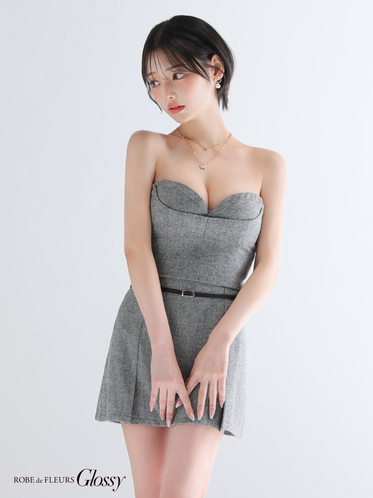 ローブドフルールグロッシー パールピン タイトミニドレス キャバドレス sugar限定カラー☆XSサイズあり【Glossy/グロッシー】ルージュ