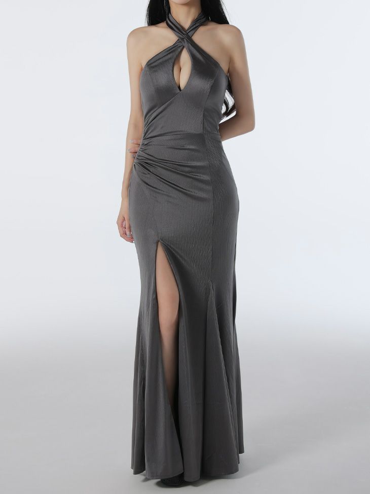 Glossy ローブドフルールグロッシー 【XS～Lサイズあり】サテンバストビジューロングキャバドレス gl3948-c