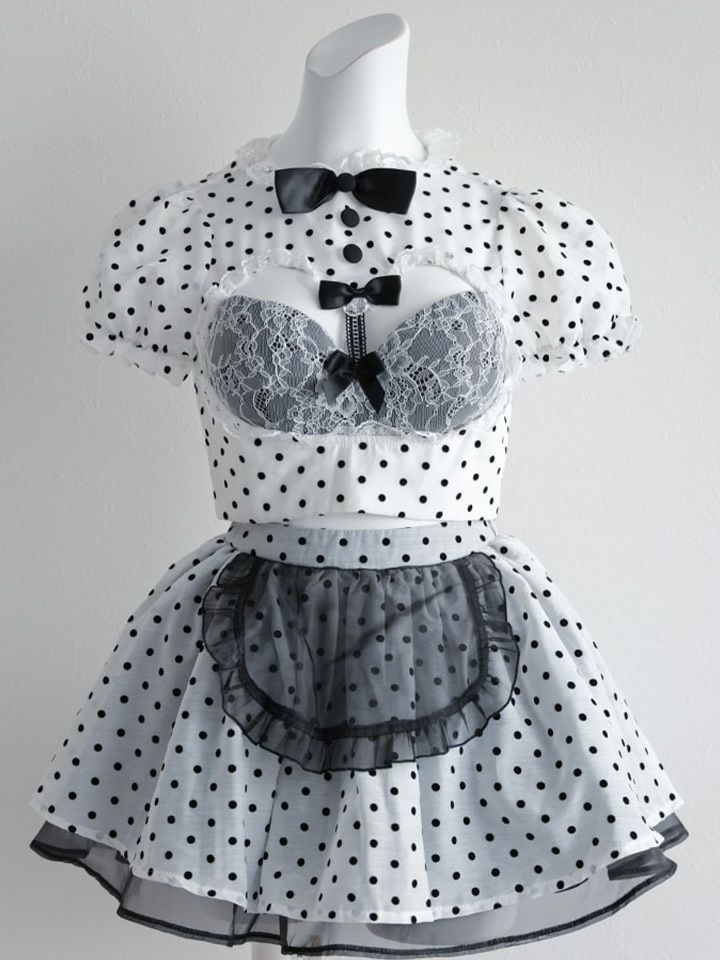 【3点セット】POLKA DOTS Maid. [ホワイト/ピンク/パープル] vcsmd-240571-b-all