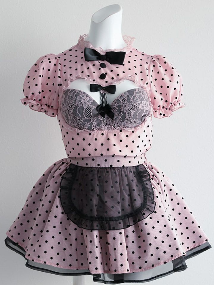 【3点セット】POLKA DOTS Maid. [ホワイト/ピンク/パープル] vcsmd-240571-b-all