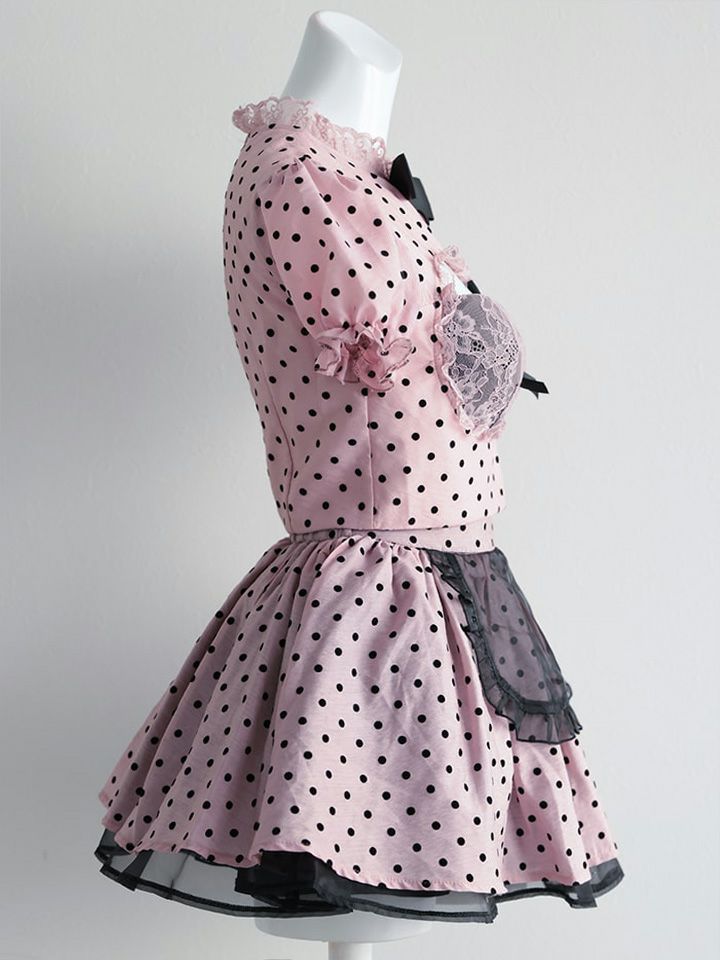 【3点セット】POLKA DOTS Maid. [ホワイト/ピンク/パープル] vcsmd-240571-b-all