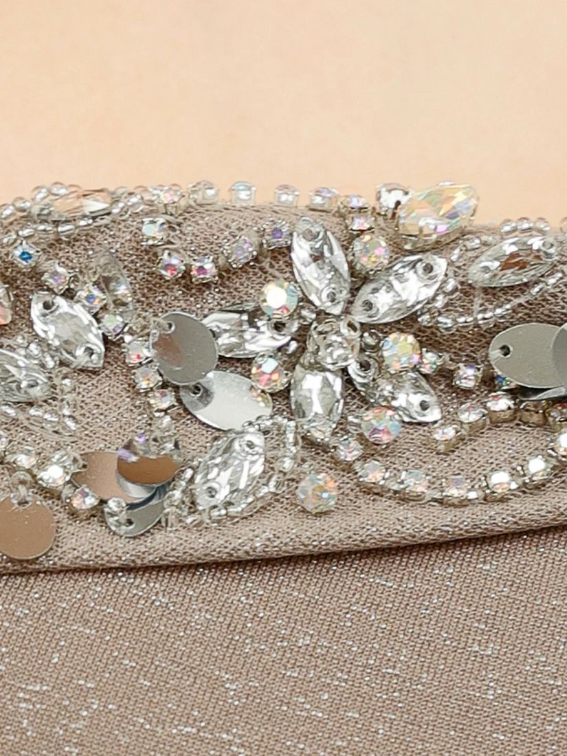 AngelR エンジェルアール ベアトップタックラメビジューフリルラッフルタイトロングドレス グレー ar25246-ks