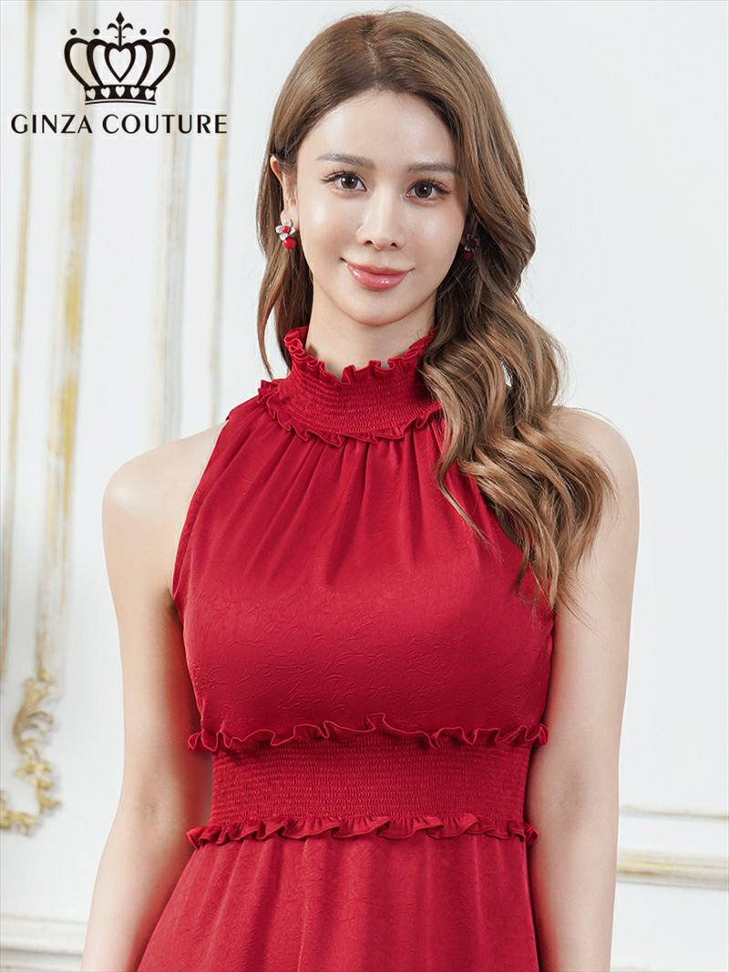 ERUKEI エルケイ プリント・首元フリル・ウエストマーク・アメリカンスリーブ・ティアード・Aライン・ミニドレス・ワンピース ek-c25129