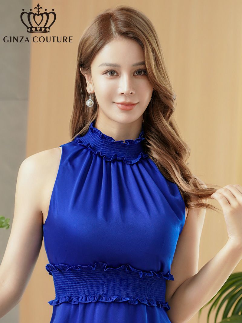 ERUKEI エルケイ プリント・首元フリル・ウエストマーク・アメリカンスリーブ・ティアード・Aライン・ミニドレス・ワンピース ek-c25129