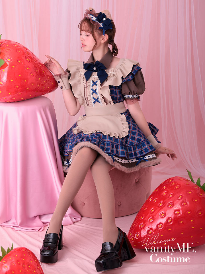 Malymoon マリームーン ロココチェックアニマルメイド ブルー mlcs2510296