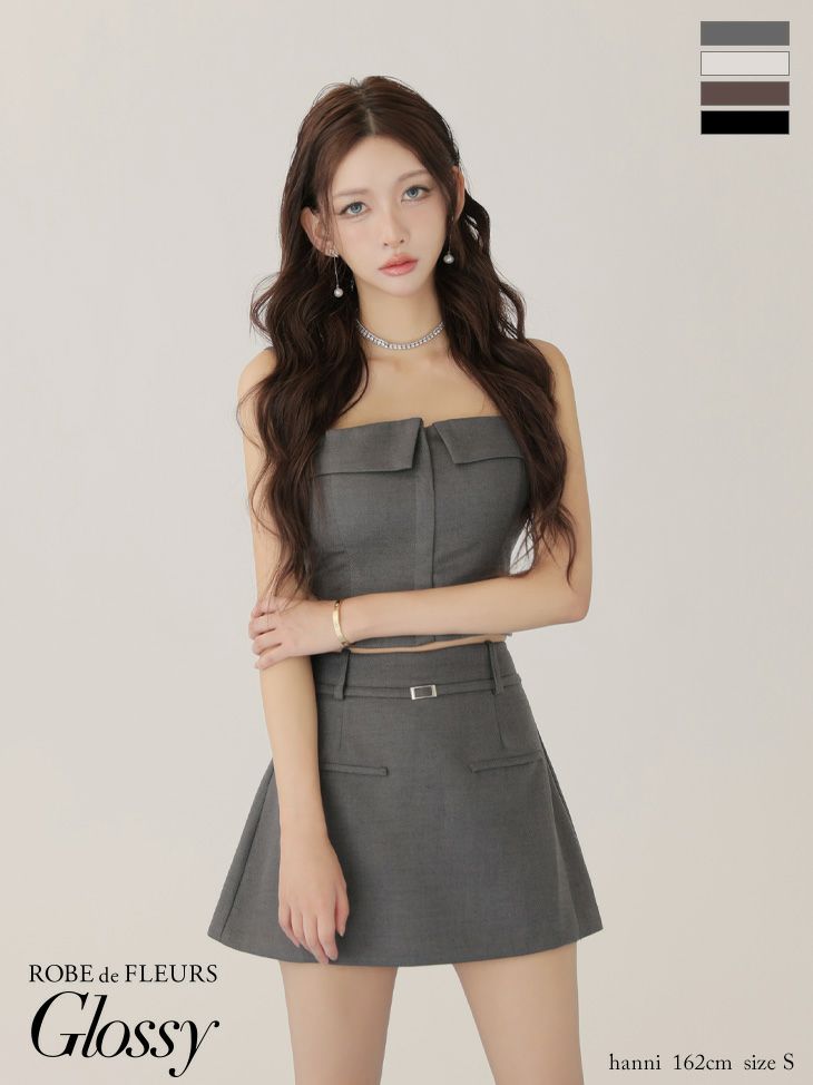 Glossy ローブドフルールグロッシー 【XSサイズあり】ツイルフロントファスナーセットアップミニキャバドレス gl4317