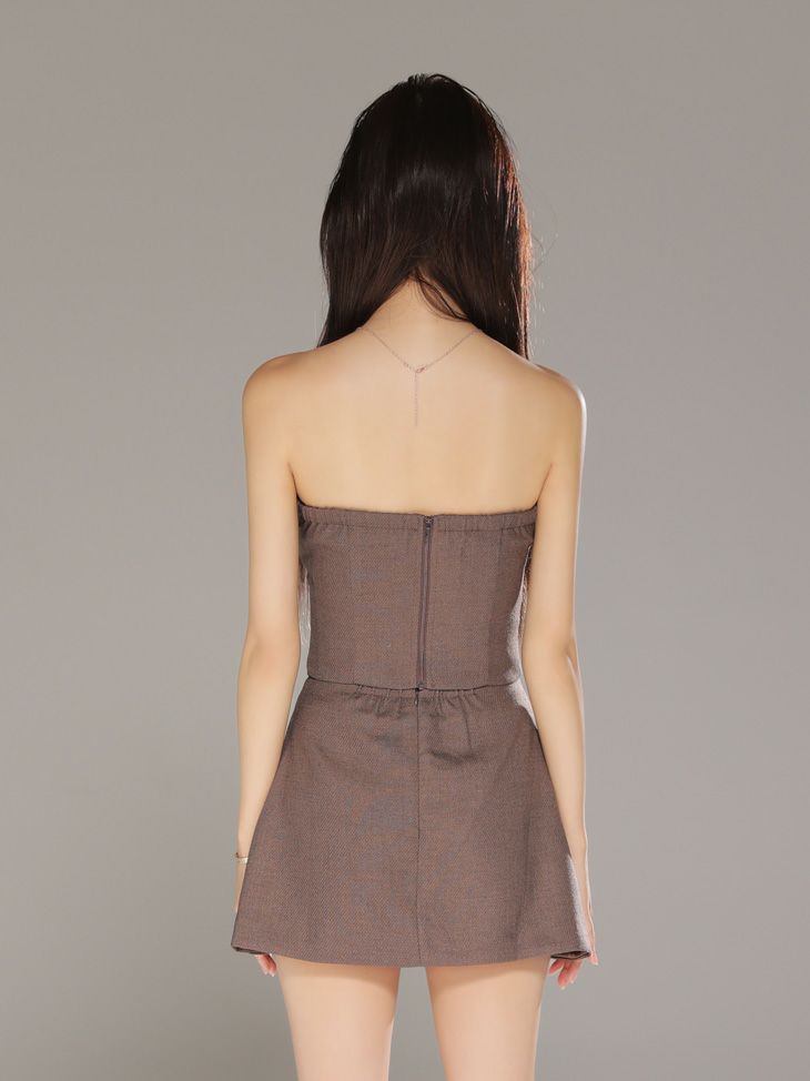 Glossy ローブドフルールグロッシー 【XSサイズあり】ツイルフロントファスナーセットアップミニキャバドレス gl4317