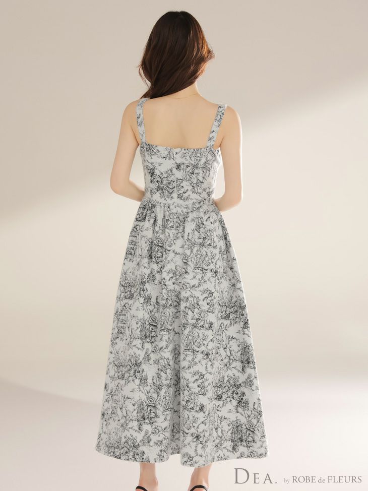 DEA. ディア バイ ローブドフルール 【XS～Lサイズあり】ジャガードバストジップフレアロングキャバドレス de4225-c