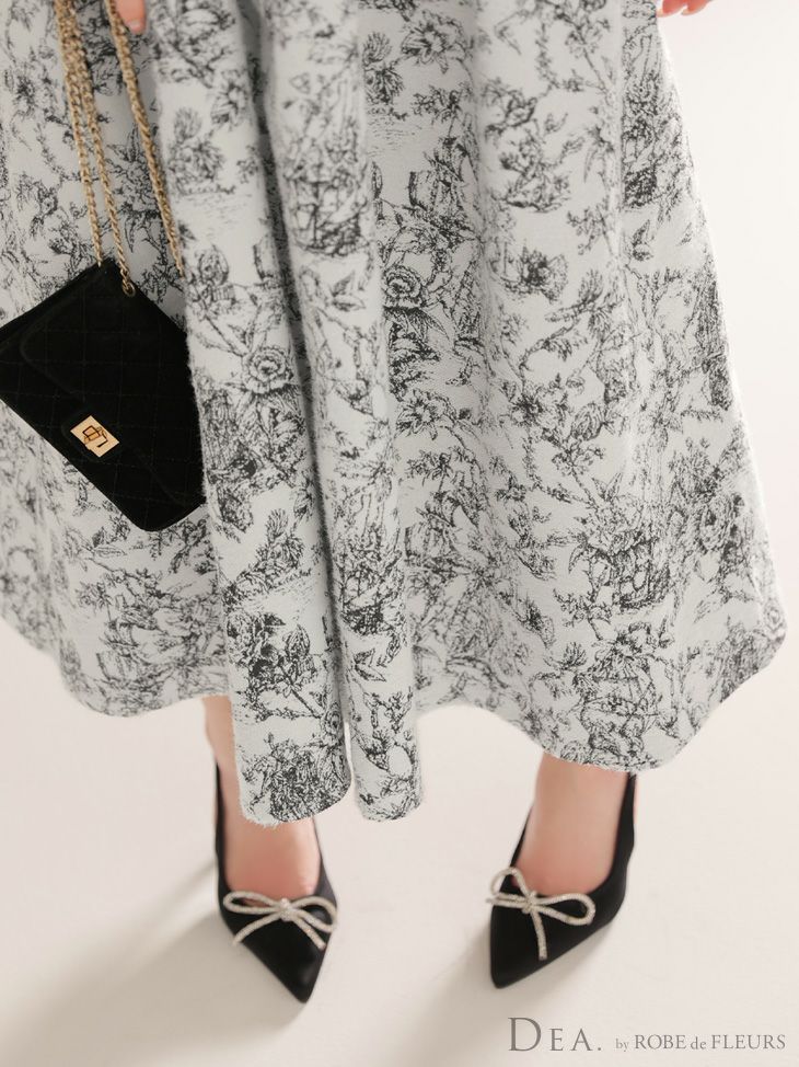 DEA. ディア バイ ローブドフルール 【XS～Lサイズあり】ジャガードバストジップフレアロングキャバドレス de4225-c