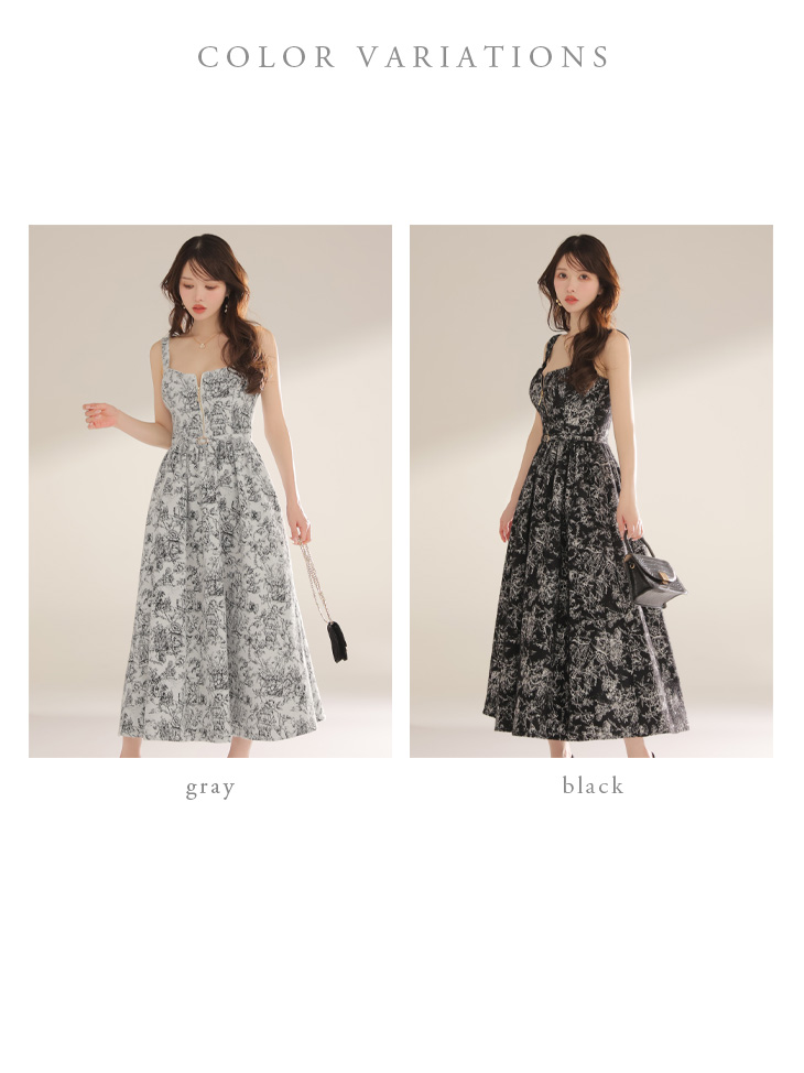 DEA. ディア バイ ローブドフルール 【XS～Lサイズあり】ジャガードバストジップフレアロングキャバドレス de4225-c