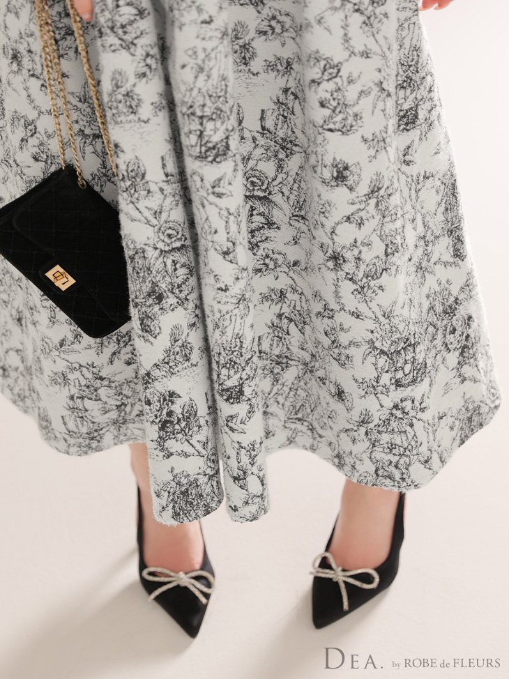 DEA. ディア バイ ローブドフルール ジャガードバストジップフレアロングキャバドレス de4225