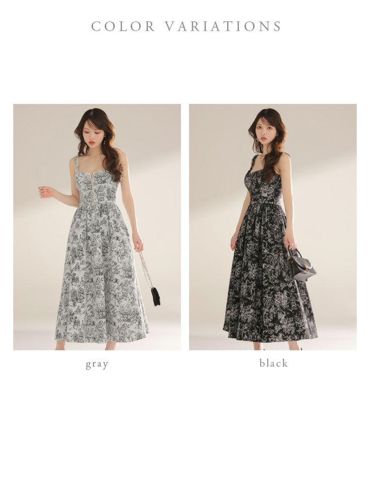 DEA. ディア バイ ローブドフルール ジャガードバストジップフレアロングキャバドレス de4225