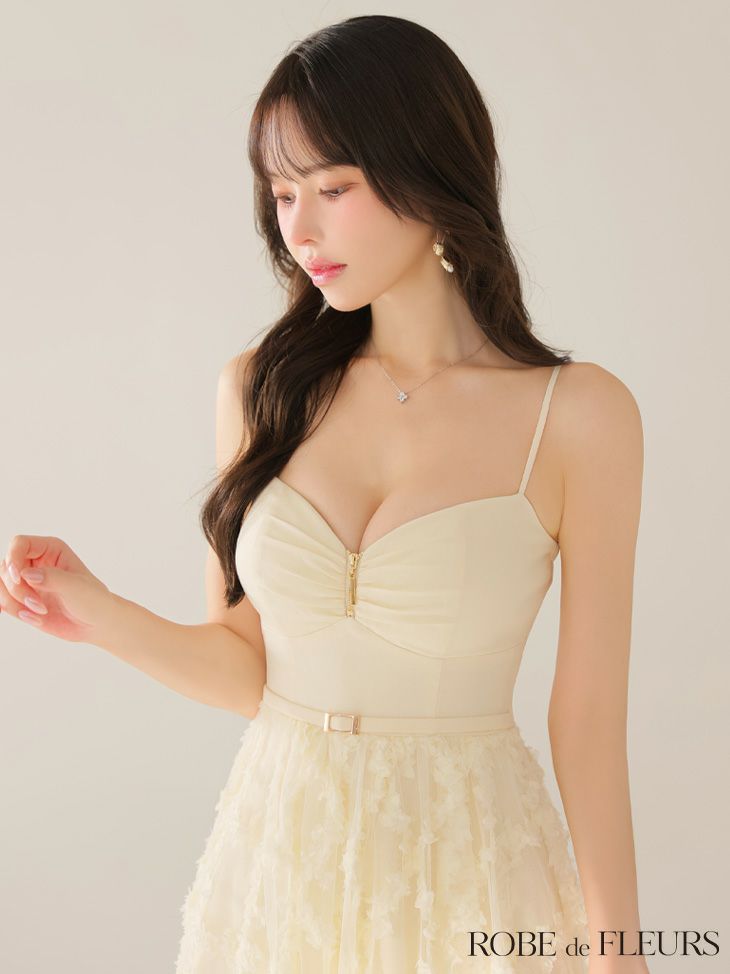 ROBE de FLEURS ローブドフルール 【XS～Lサイズあり】フラワーレースフレアキャミロングキャバドレス fm3467-c