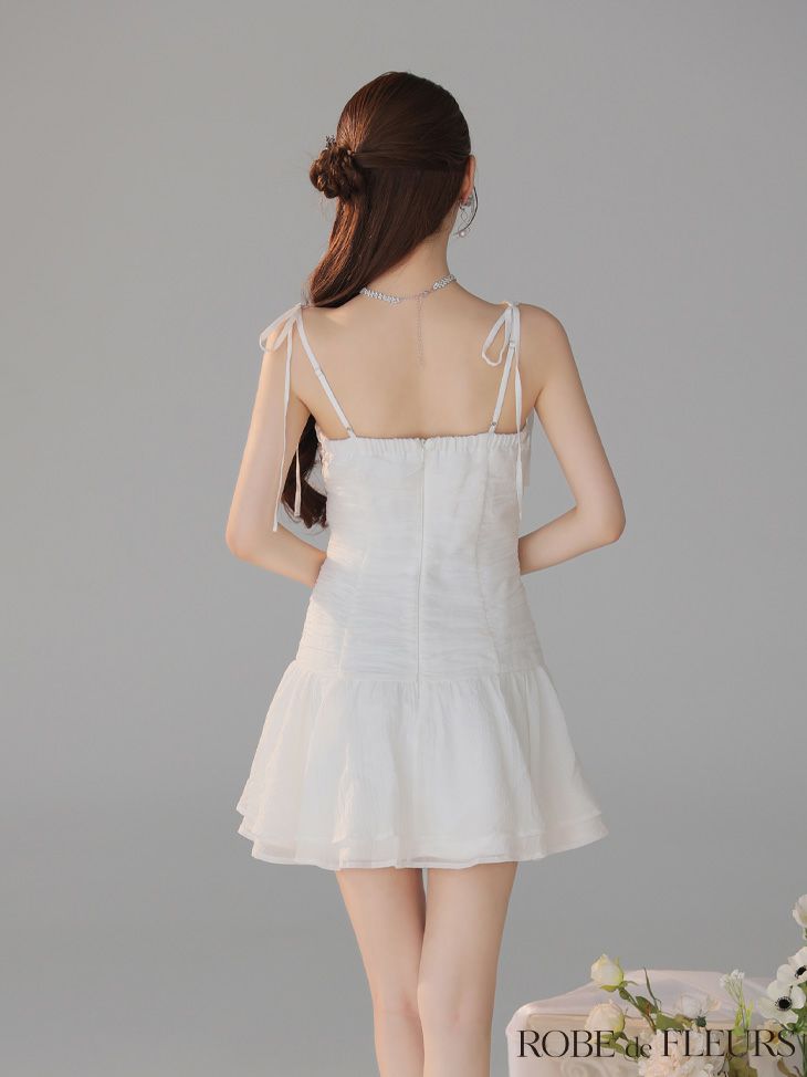 ROBE de FLEURS ローブドフルール 【XSサイズあり】サテンフロントシフォンフレアミニキャバドレス fm4326-c