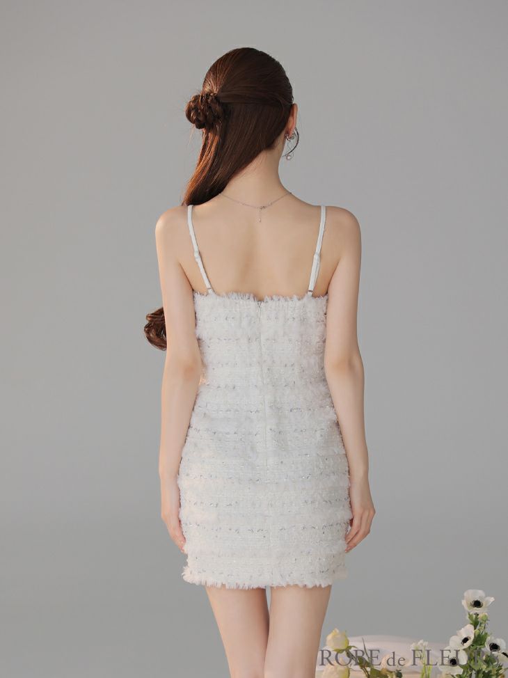 ROBE de FLEURS ローブドフルール 【XSサイズあり】フェザースパンコールツイードミニキャバドレス fm4224-c