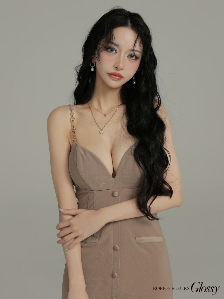 Glossy ローブドフルールグロッシー 【XSサイズあり】フェイクスエードフロントボタンタイトミニキャバドレス gl3944-c