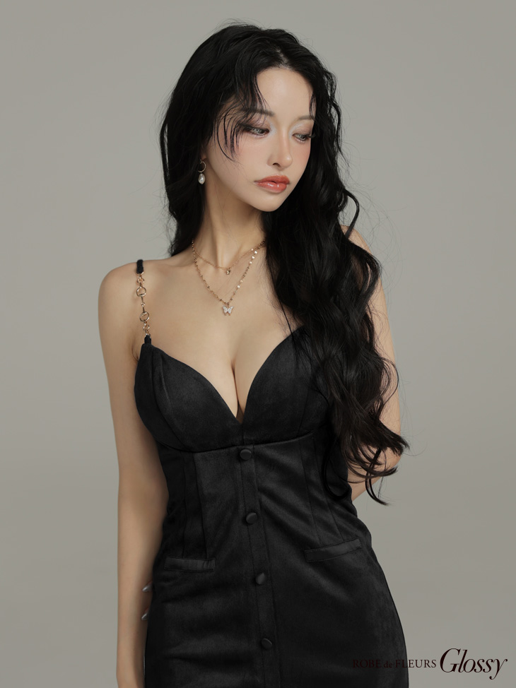 Glossy ローブドフルールグロッシー 【XSサイズあり】フェイクスエードフロントボタンタイトミニキャバドレス gl3944-c