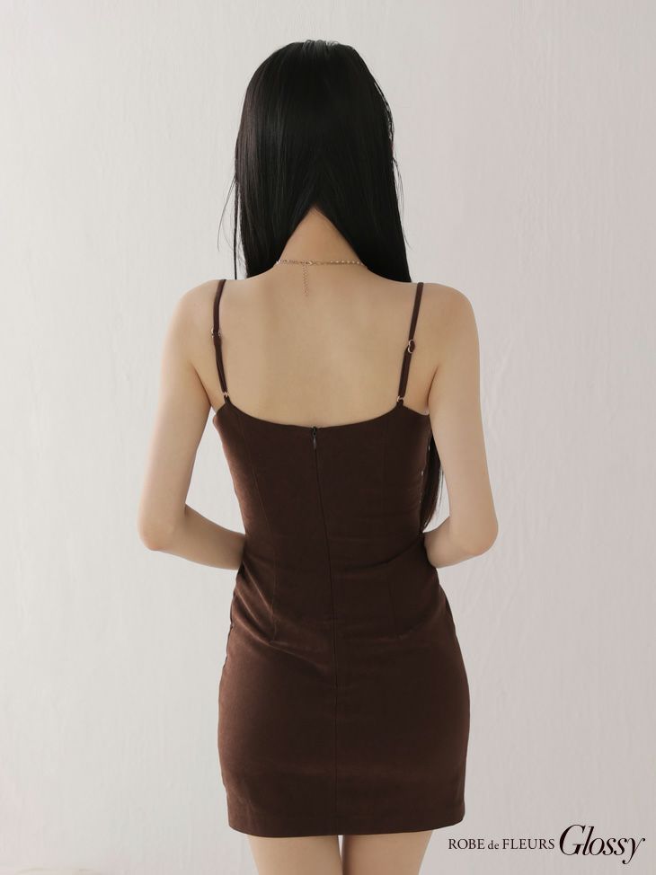 Glossy ローブドフルールグロッシー 【XSサイズあり】フェイクスエードフロントボタンタイトミニキャバドレス gl3944-c