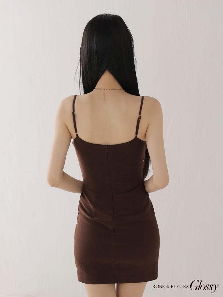 Glossy ローブドフルールグロッシー 【XSサイズあり】フェイクスエードフロントボタンタイトミニキャバドレス gl3944-c