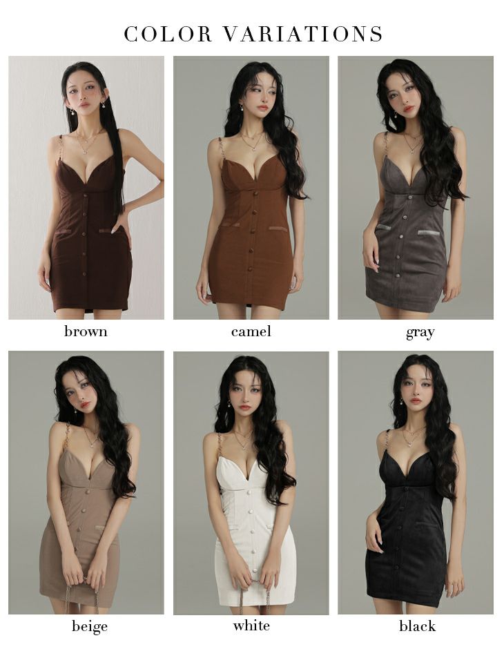 Glossy ローブドフルールグロッシー 【XSサイズあり】フェイクスエードフロントボタンタイトミニキャバドレス gl3944-c