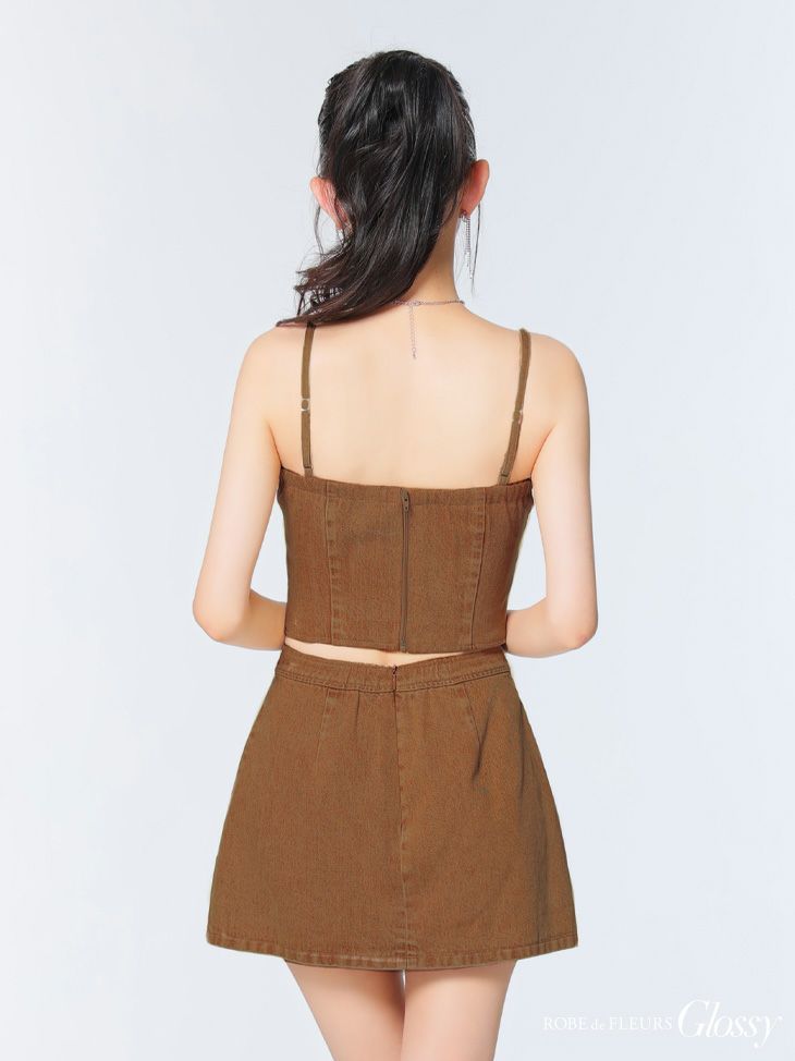 Glossy ローブドフルールグロッシー 【XSサイズあり】ジップデザインデニムセットアップミニキャバドレス gl4142-c