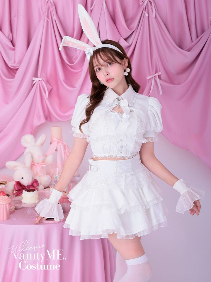 【9点セット】 vanityME. × Malymoon シャンデリアレースバニー ホワイト mlcs25037-1