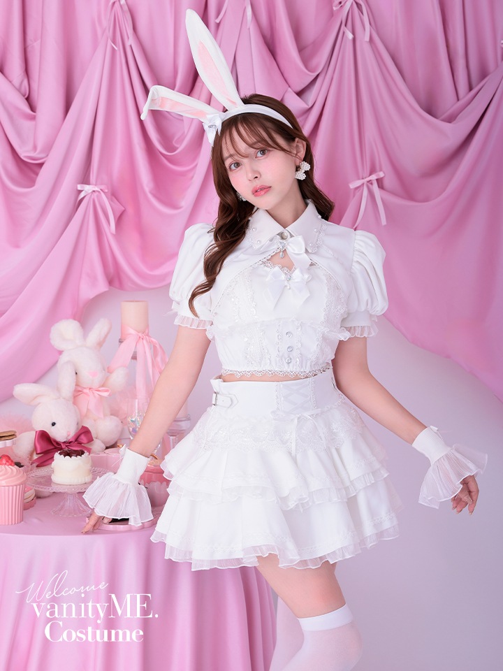 【9点セット】 vanityME. × Malymoon シャンデリアレースバニー ホワイト mlcs25037-1