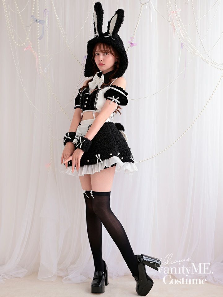 【8点セット】 vanityME. × Malymoon ふわふわホイップバニーメイド ブラック mlcs25041-1