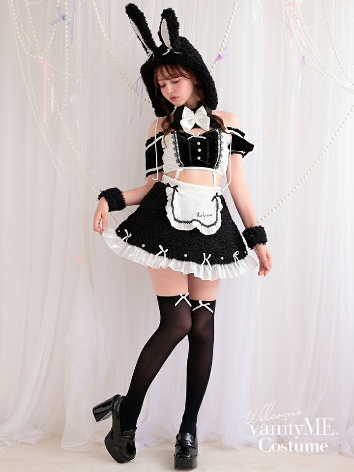 【8点セット】 vanityME. × Malymoon ふわふわホイップバニーメイド ブラック mlcs25041-1