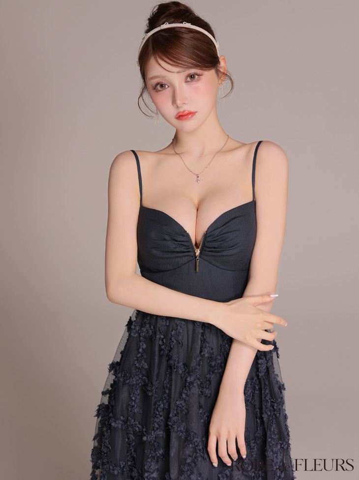 ROBE de FLEURS ローブドフルール 【XS～Lサイズあり】フラワーレースフレアキャミロングキャバドレス fm3467