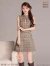 ROBE de FLEURS ローブドフルール 【XSサイズあり】クラシカルチェックツイルプリーツミニキャバドレス fm3389