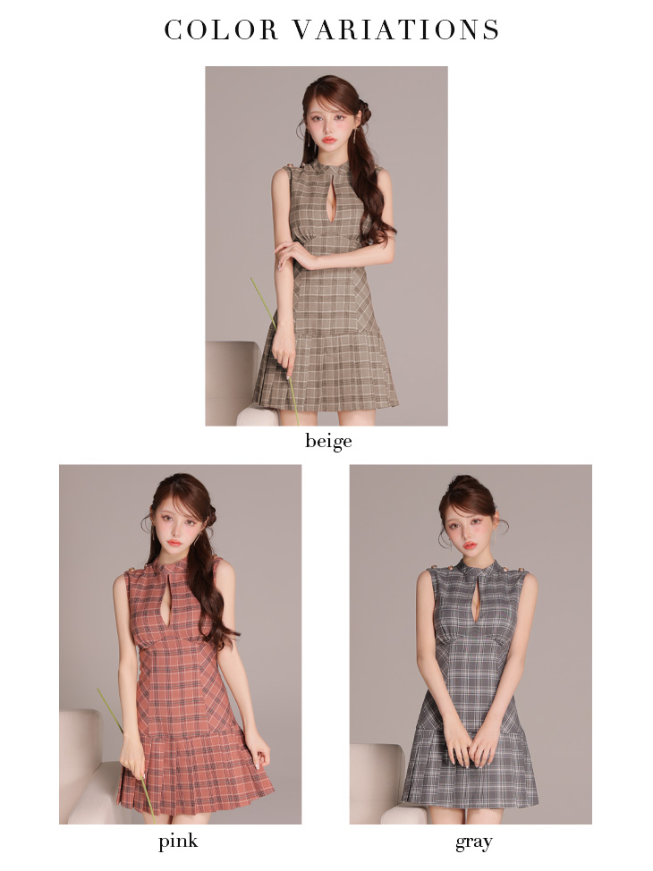 ROBE de FLEURS ローブドフルール 【XSサイズあり】クラシカルチェックツイルプリーツミニキャバドレス fm3389