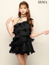 IRMA イルマ シフォンティアード/ワンショル/ネックリボン/フレア ミニドレス ir51935