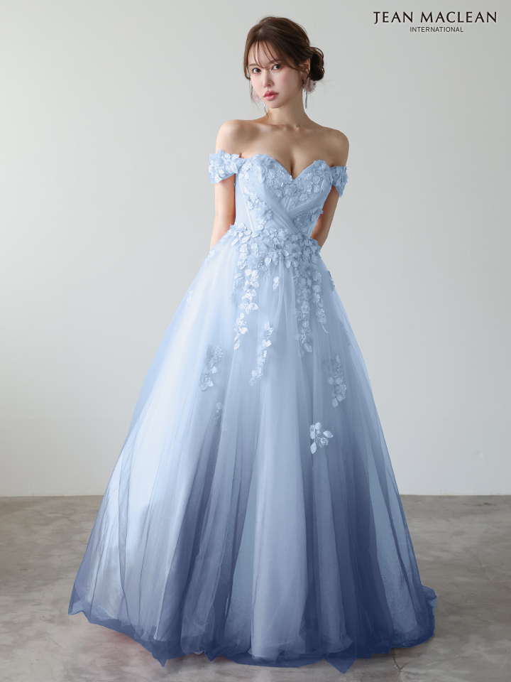 JEAN MACLEAN ジャンマクレーン *YOZAKURA DRESS*-夜桜- グラデーション/フラワーモチーフ/オフショル/姫/ロングドレス ja51954