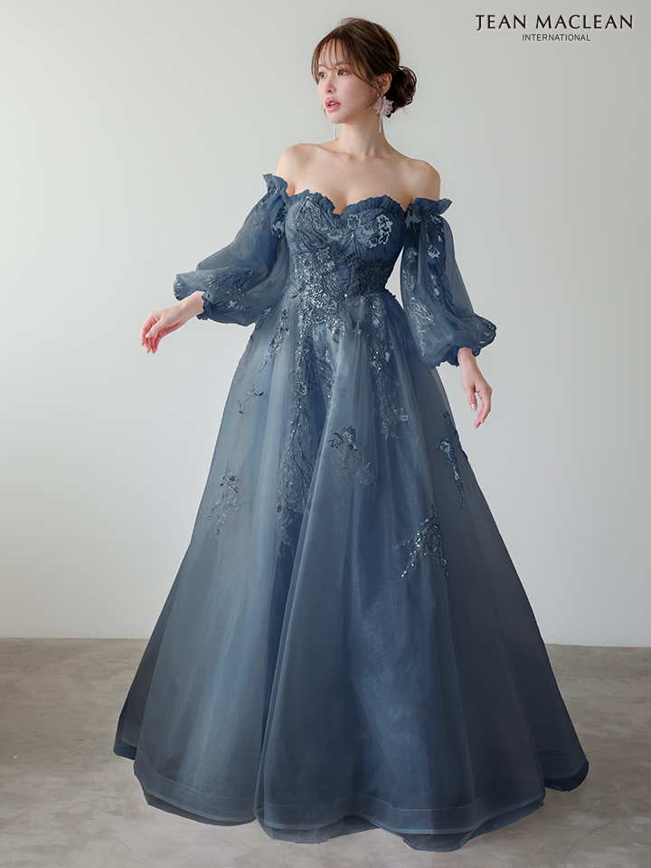 JEAN MACLEAN ジャンマクレーン スパンコール/花柄刺繍/オフショル/姫/ロングドレス 【袖取り外し可能】 ja51955