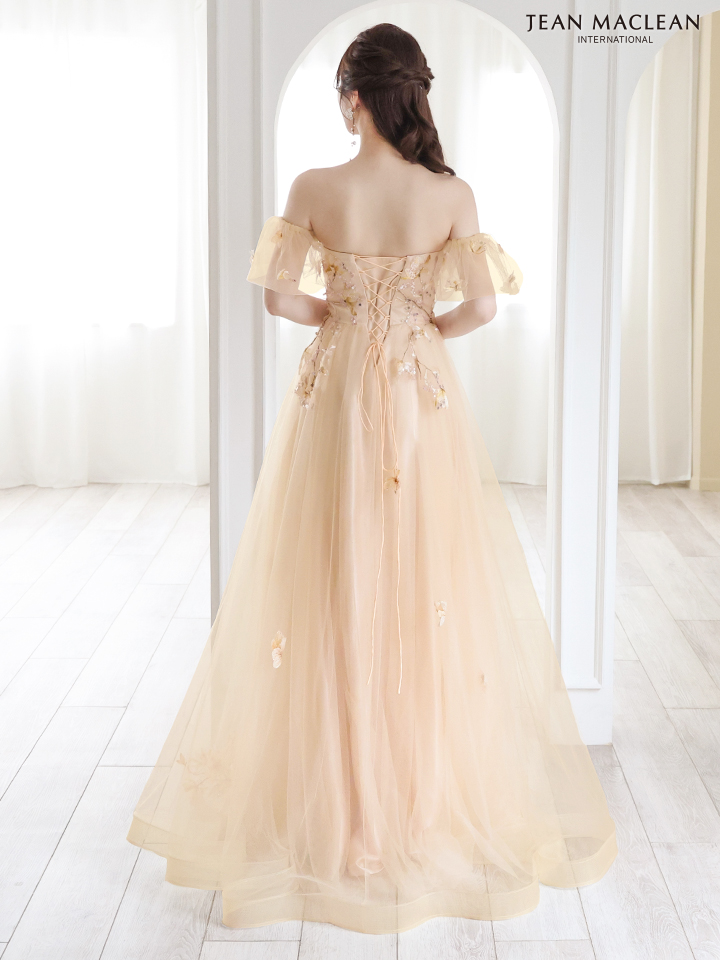 JEAN MACLEAN ジャンマクレーン 立体フラワー刺繍/オフショル/パフスリーブ付き/姫/ロングドレス ja41690