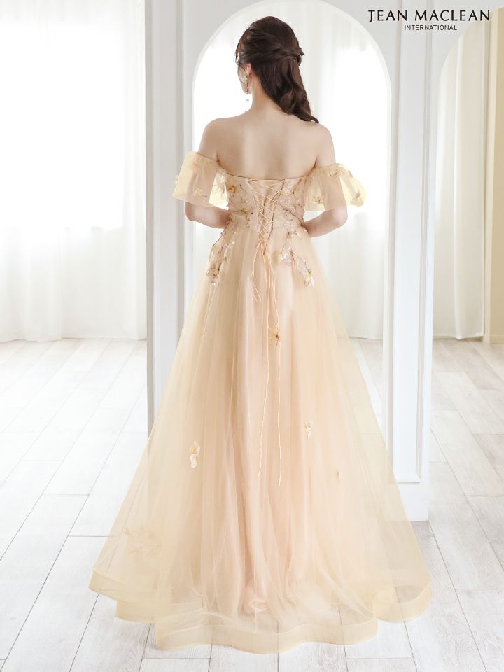 JEAN MACLEAN ジャンマクレーン 立体フラワー刺繍/オフショル/パフスリーブ付き/姫/ロングドレス ja41690