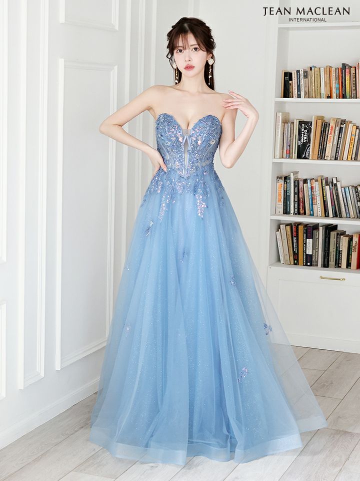 JEAN MACLEAN ジャンマクレーン バレエコアスリーブ/スパンコール刺繍/オフショル/姫/ロングドレス 【袖取り外し可能】 ja41691