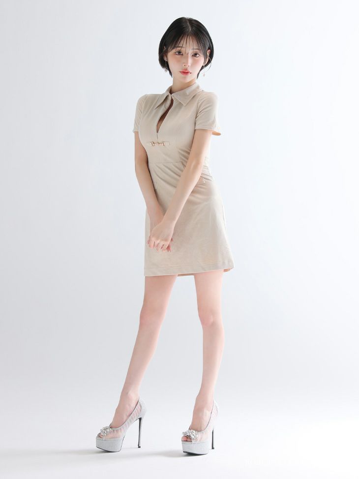 Glossy ローブドフルールグロッシー 【XS～Lサイズあり】スエードバストカット半袖ミニキャバドレス gl3945