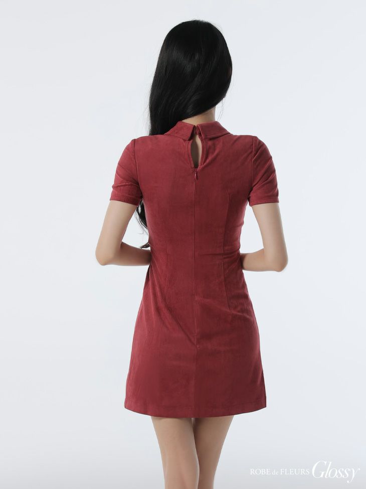 Glossy ローブドフルールグロッシー 【XS～Lサイズあり】スエードバストカット半袖ミニキャバドレス gl3945