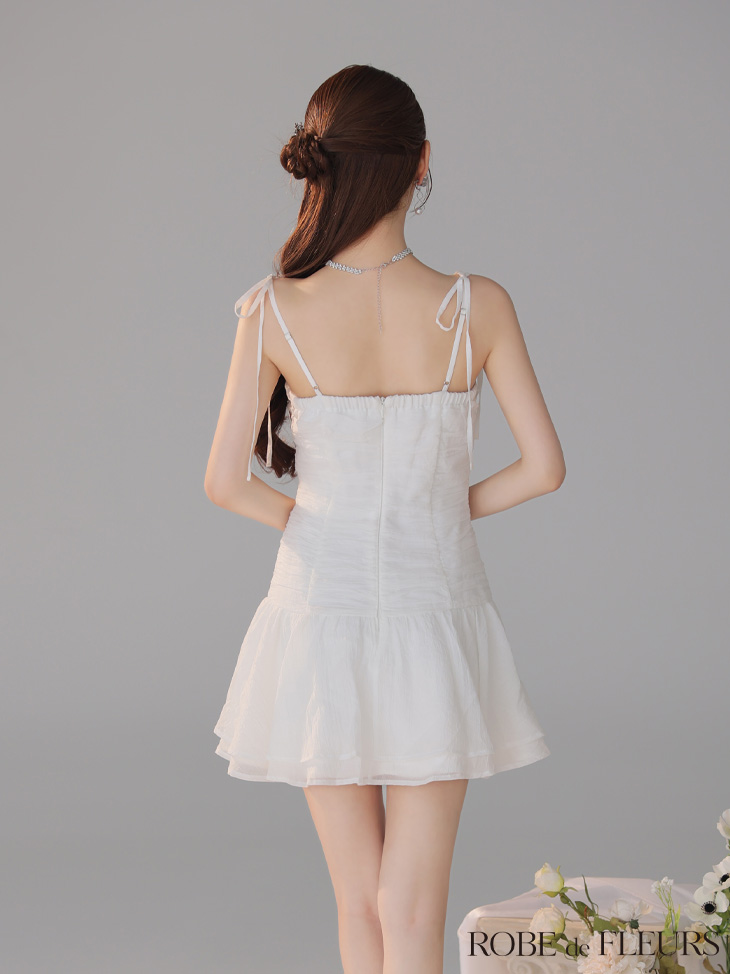 ROBE de FLEURS ローブドフルール 【XSサイズあり】サテンフロントシフォンフレアミニキャバドレス fm4326