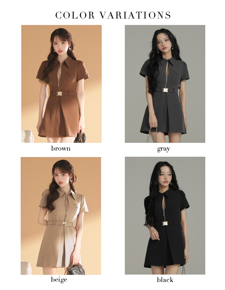 Glossy ローブドフルールグロッシー 【XS～Lサイズあり】シャツカラーウエストベルトフレアミニキャバドレス gl4617