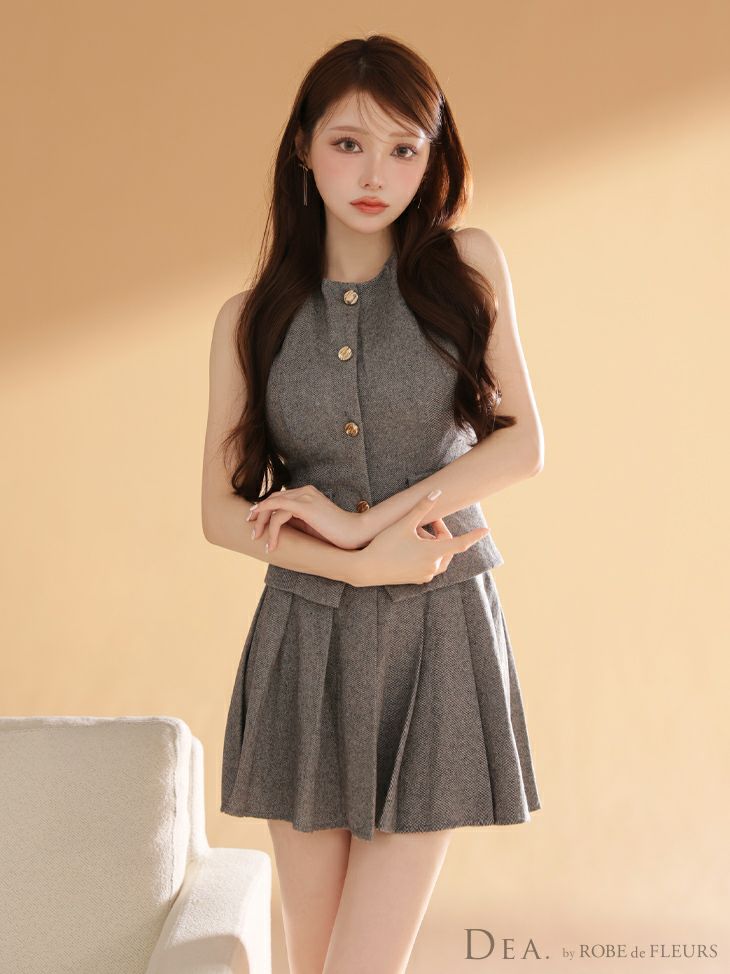 DEA. ディア バイ ローブドフルール 【XSサイズあり】2wayクラシカルベストセットアップフレアミニキャバドレス de4306
